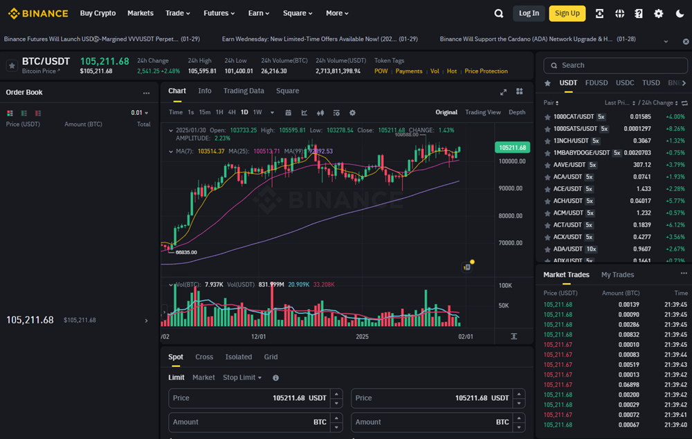 binance crypto trading exchange